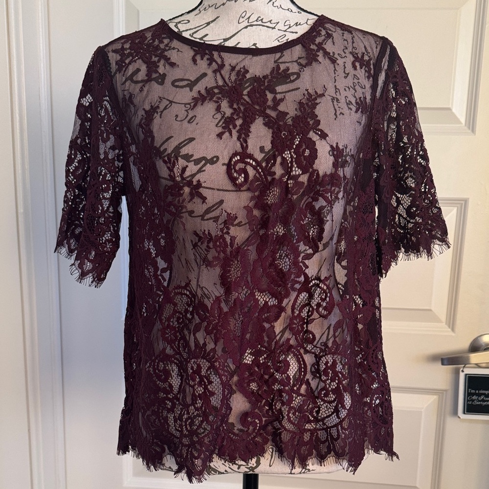 Elegant Lace Burgundy Top